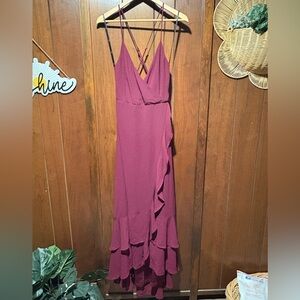 Lulu's Wine Ruffle Dress